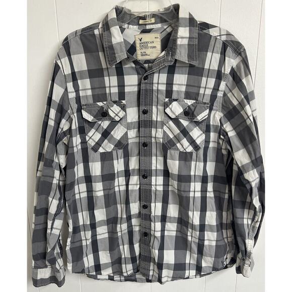 American Eagle Men's Athletic Fit Button Down Long Sleeve Collared Plaid Shirt L - Picture 1 of 7